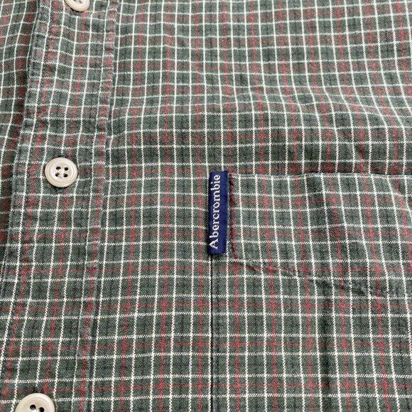 VTG Abercrombie & Fitch Shirt Mens Green Plaid Button Down 90s Preppy Hong Kong - Picture 2 of 8